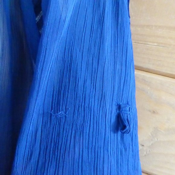 Starring at Stars by Urban Outfitters Dark Royal Blue Sheer Chiffon Dress L - Picture 4 of 8